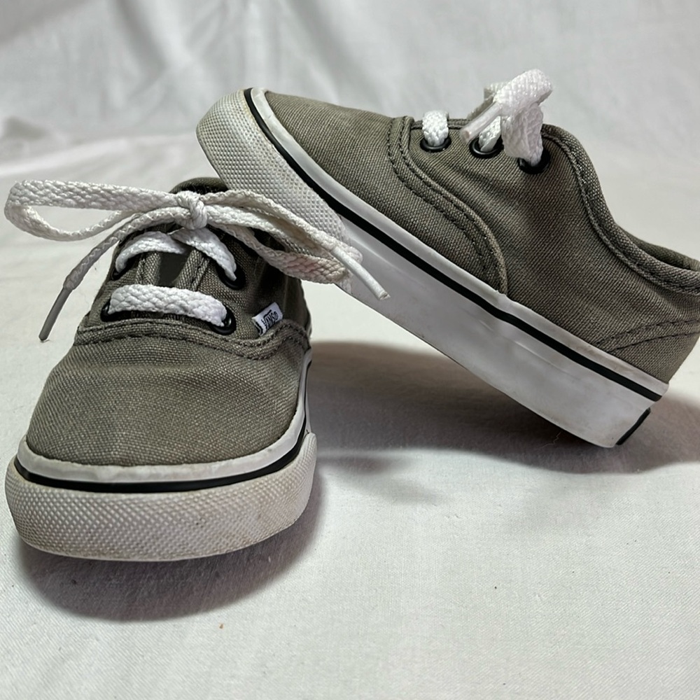 Size 4.5, Vans Off the Wall grey canvas sneakers